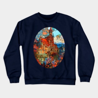 Architectural Fantasy Art Nouveau Storybook Castle Crewneck Sweatshirt